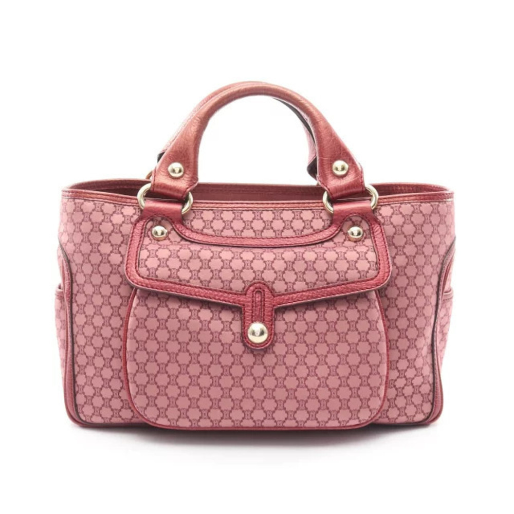 Celine Boogie Bag Macadam Handbag Canvas Leather Bordeaux Purple